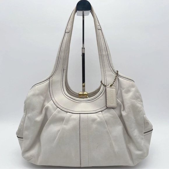 Coach Handbags - Coach Cream Leather Shoulder Bag